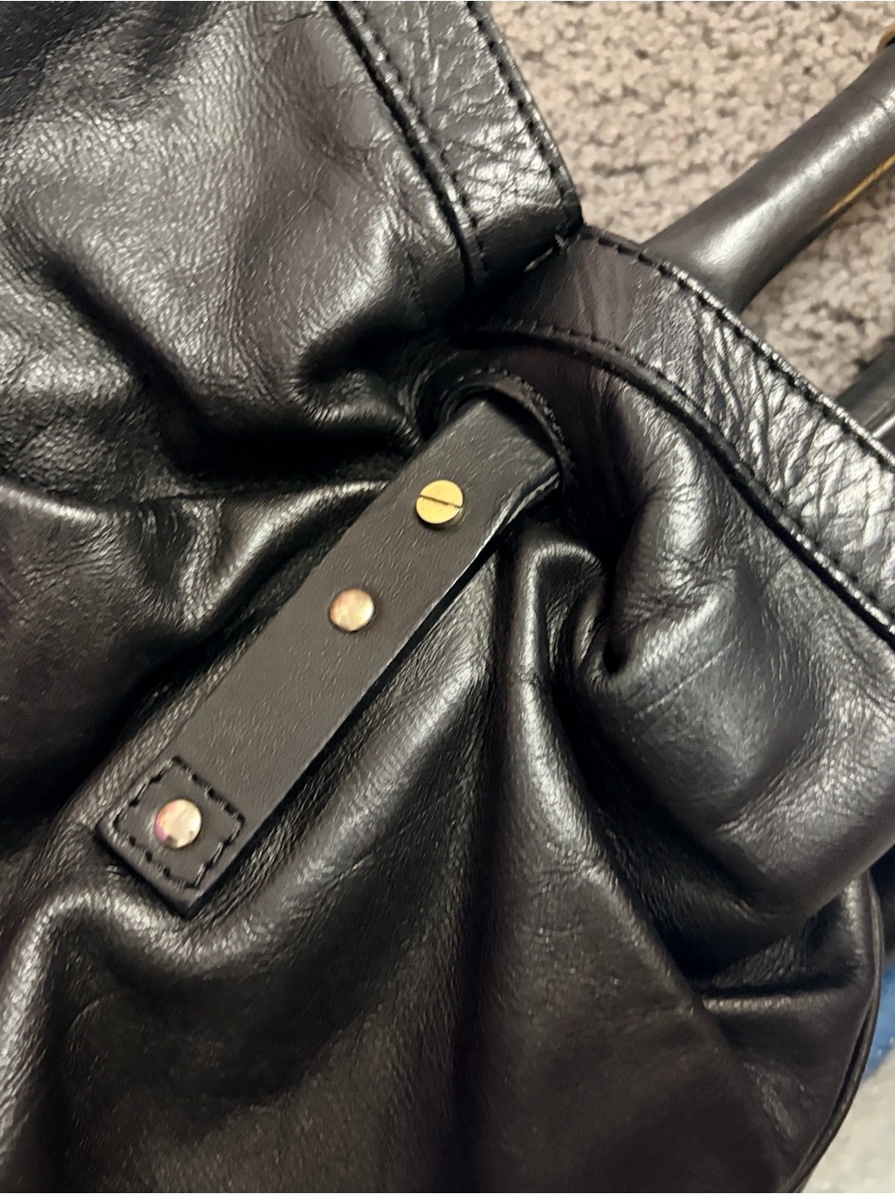 Chloé Black Leather Tote with Gold Accents - Picture 14 of 16